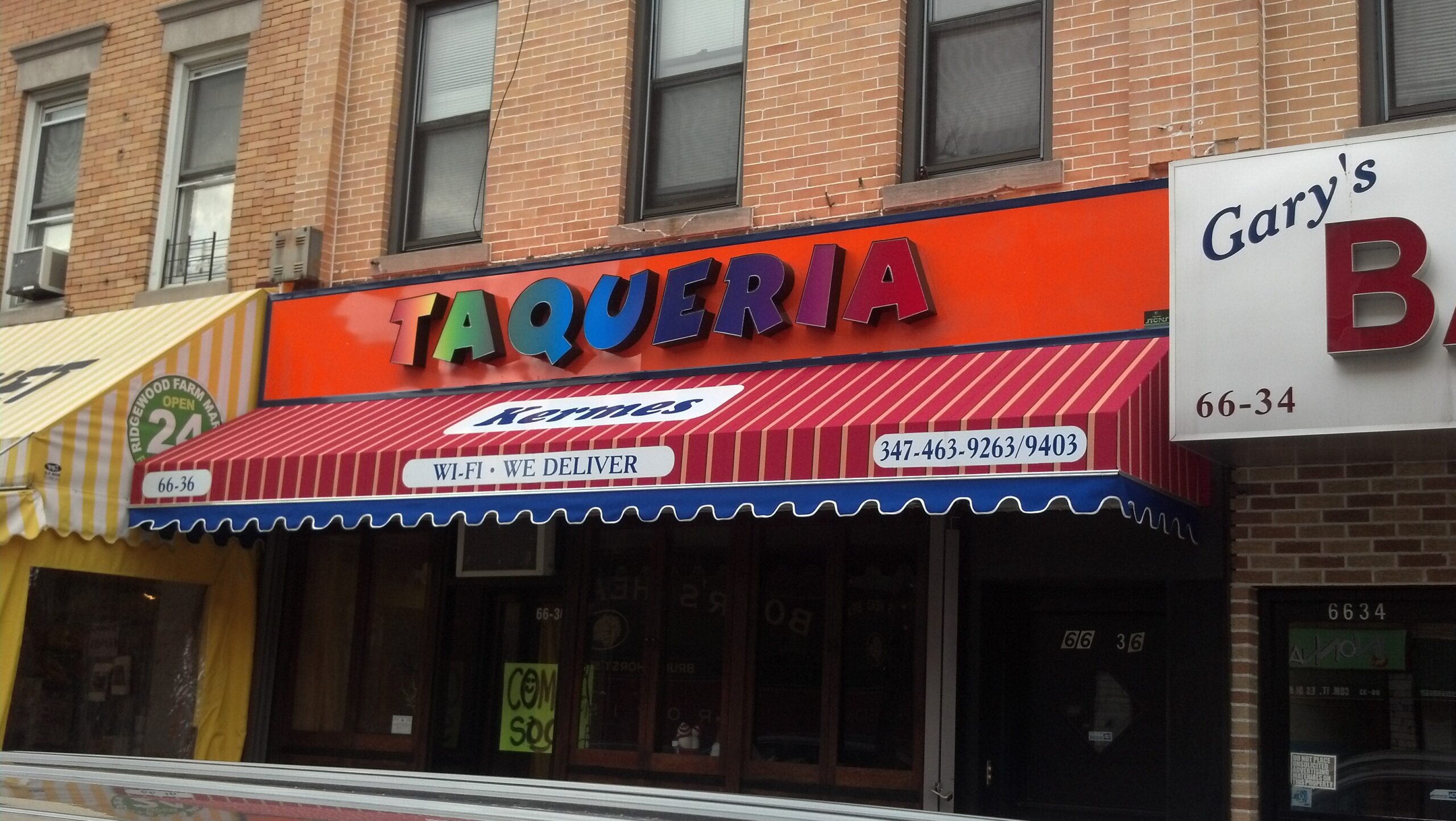 channel letters and fabric awning taqueria