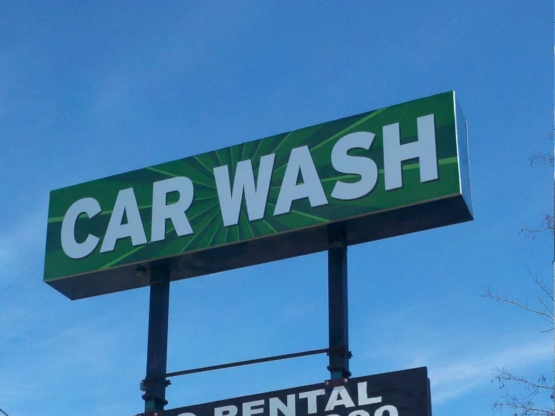 high pole sign car wash